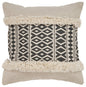 18" X 18" Tan and Black Geometric Cotton Zippered Pillow With Shag