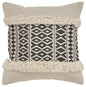 18" X 18" Tan and Black Geometric Cotton Zippered Pillow With Shag