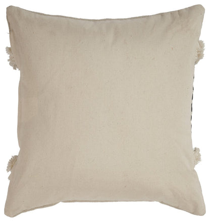 18" X 18" Tan and Black Geometric Cotton Zippered Pillow With Shag