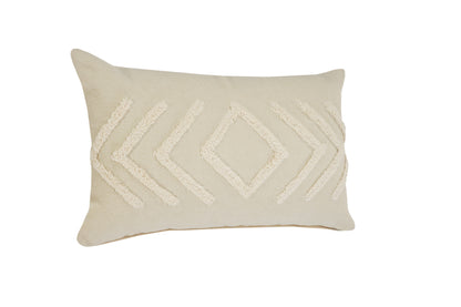 16" X 24" Birch And White 100% Cotton Geometric Zippered Pillow