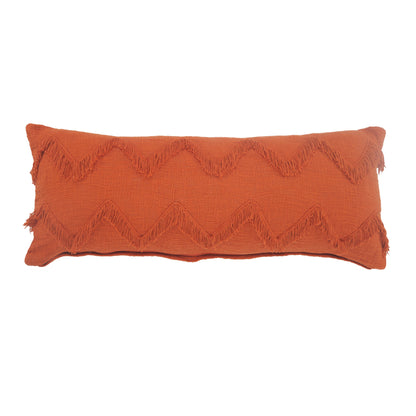 14" X 36" Orange 100% Cotton Zippered Pillow