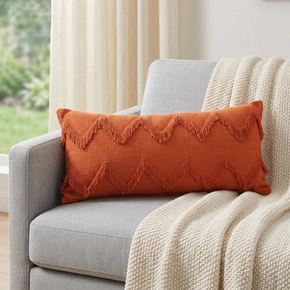 14" X 20" Cinnamon Chevron Cotton Lumbar Throw Pillow With Texture