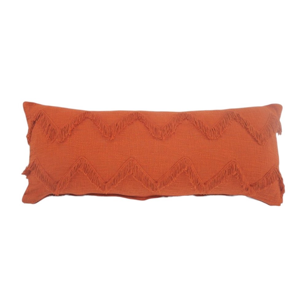 14" X 36" Orange 100% Cotton Zippered Pillow