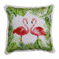 20" X 20" Coral Pink And Green Bird Polyester Animal Print Zippered Pillow