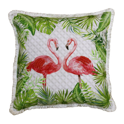 20" Green Pink And White Bird Throw Pillow