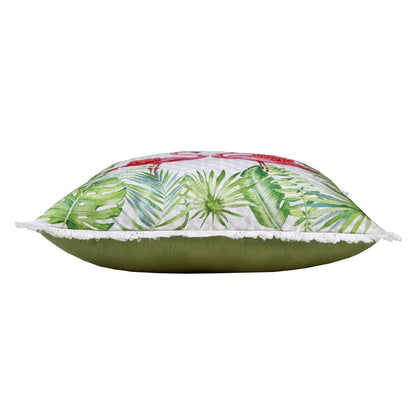 20" Green Pink And White Bird Throw Pillow