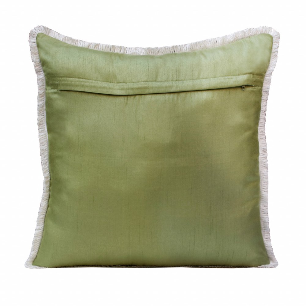 20" Green Pink And White Fabric Bird Throw Pillow