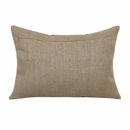 14" X 20" Tan And Brown Linen Striped Zippered Pillow