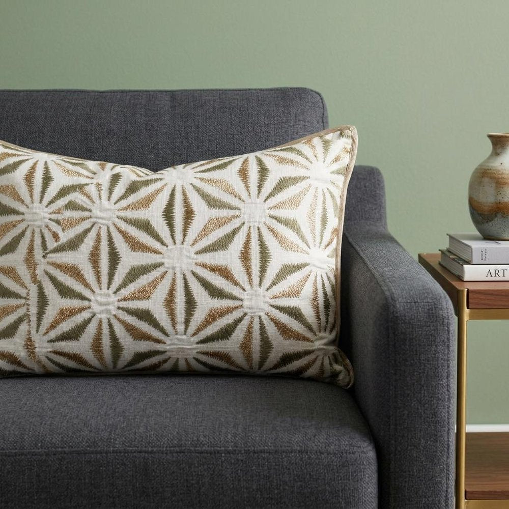14" X 20" Gray And Copper 100% Cotton Geometric Zippered Pillow