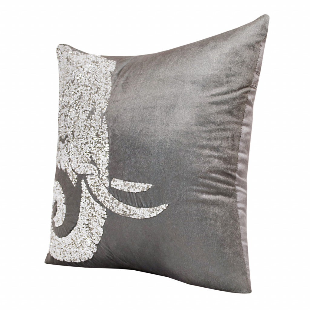 20" X 20" Gray And Silver Elephant Polyester Animal Print Zippered Pillow