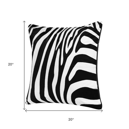 20" Black And White Fabric Forest Animals Throw Pillow