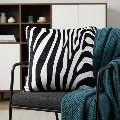 20" Black And White Forest Animals Throw Pillow