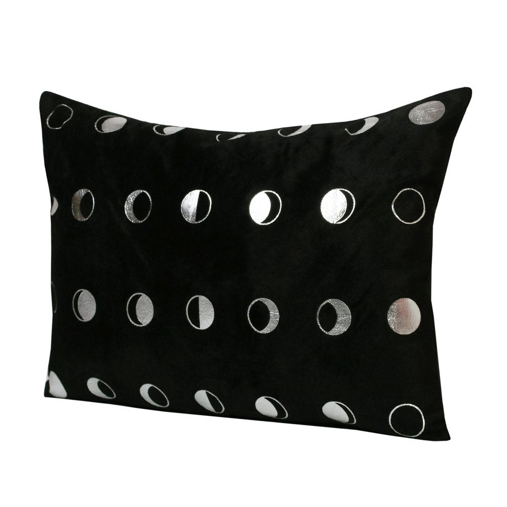 14" X 20" Black And Silver Geometric Throw Pillow