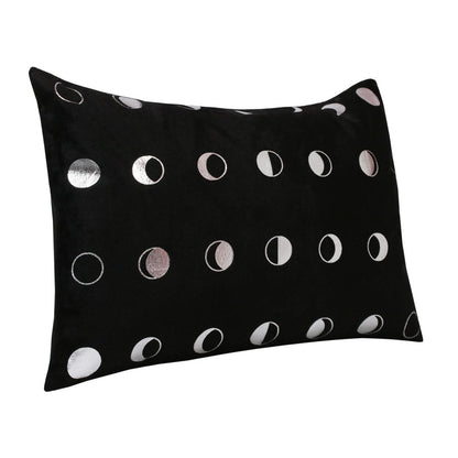 14" X 20" Black And Silver Geometric Throw Pillow