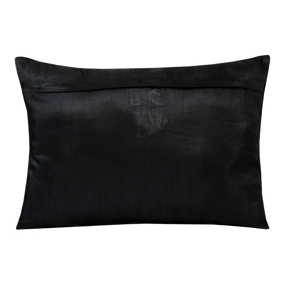 14" X 20" Black And Silver Geometric Throw Pillow