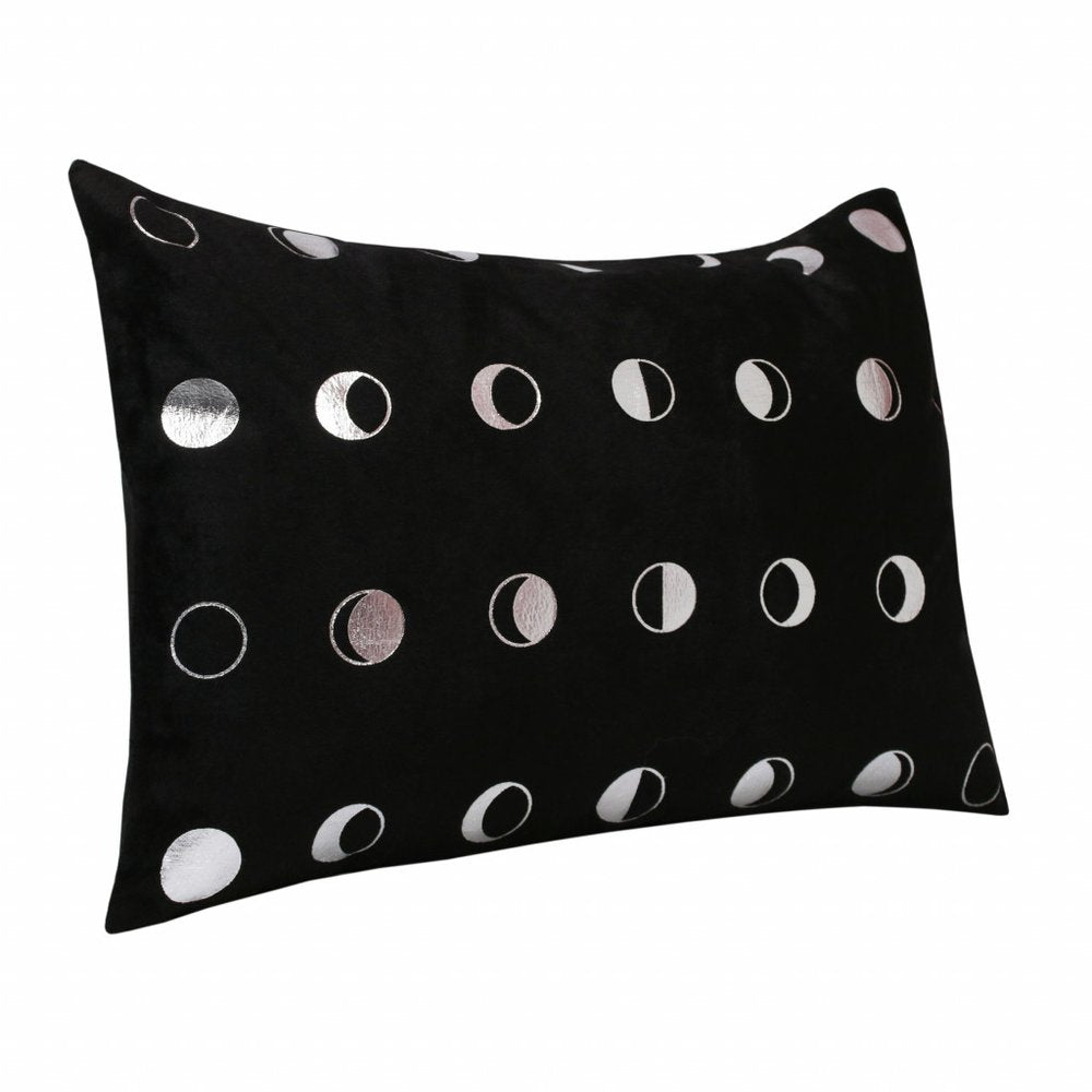 14" X 20" Black and Silver Throw Pillow