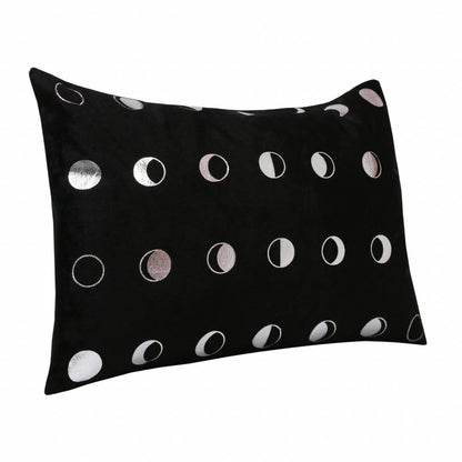 14" X 20" Black and Silver Throw Pillow