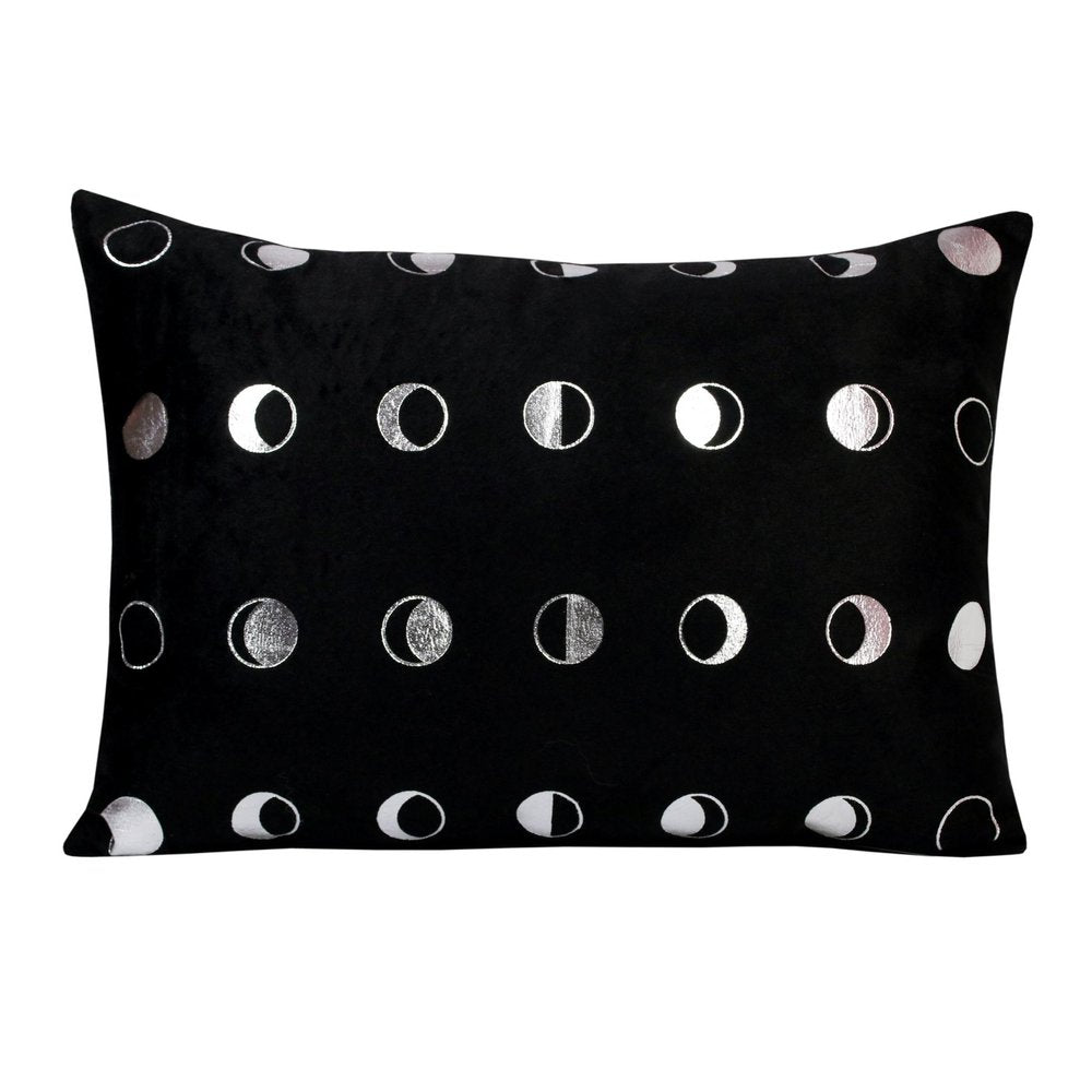 14" X 20" Black And Silver Geometric Throw Pillow