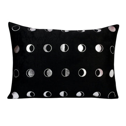 14" X 20" Black And Silver Geometric Throw Pillow