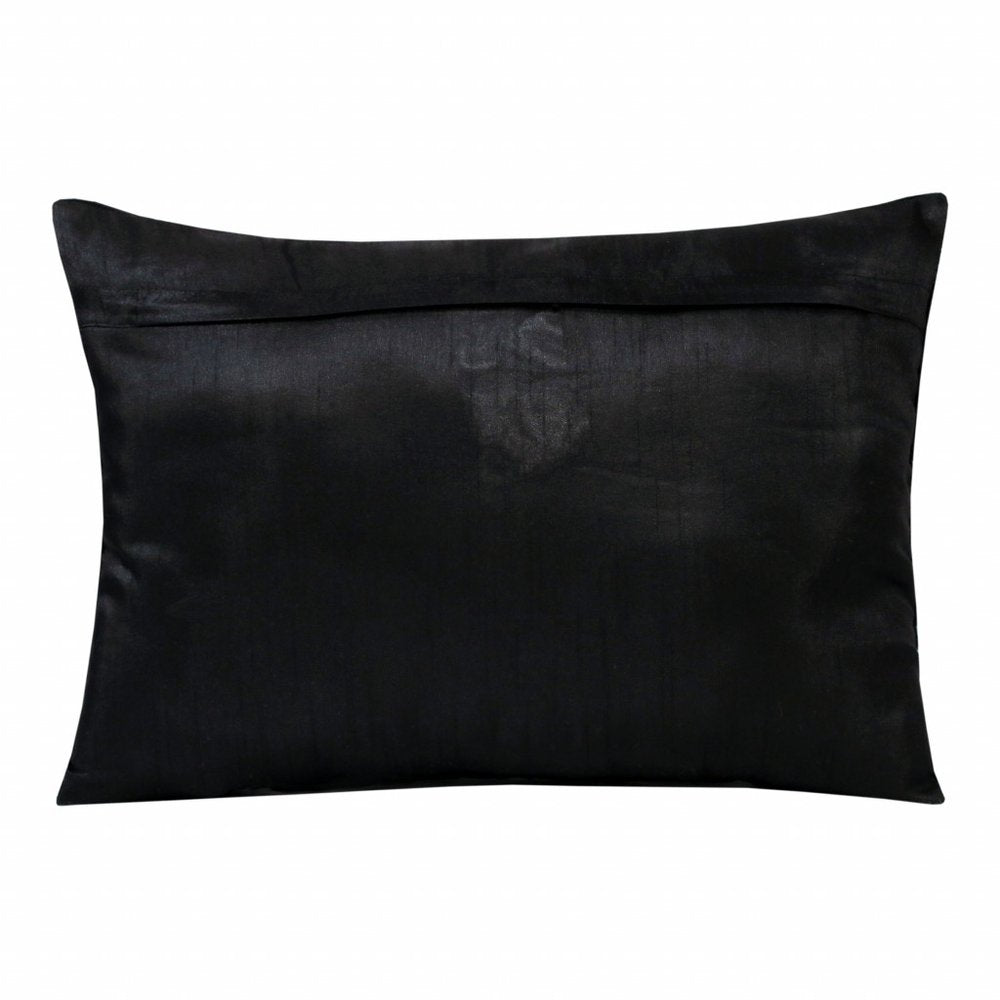 14" X 20" Black and Silver Throw Pillow