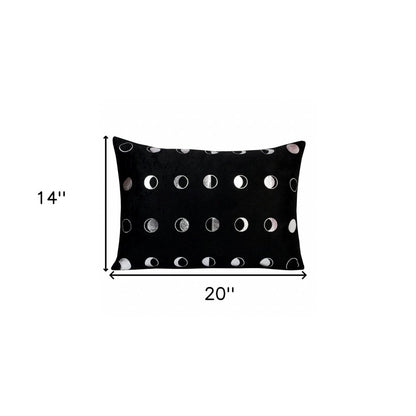 14" X 20" Black And Silver Geometric Throw Pillow