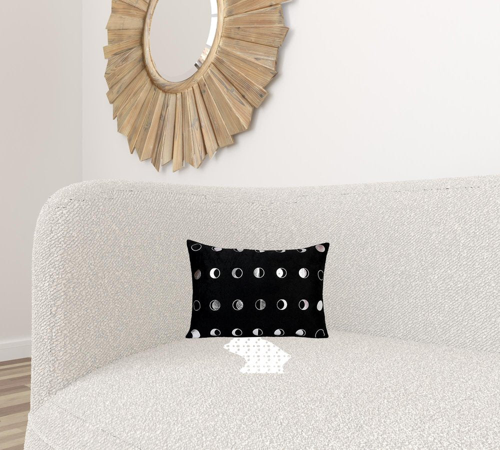 14" X 20" Black and Silver Throw Pillow