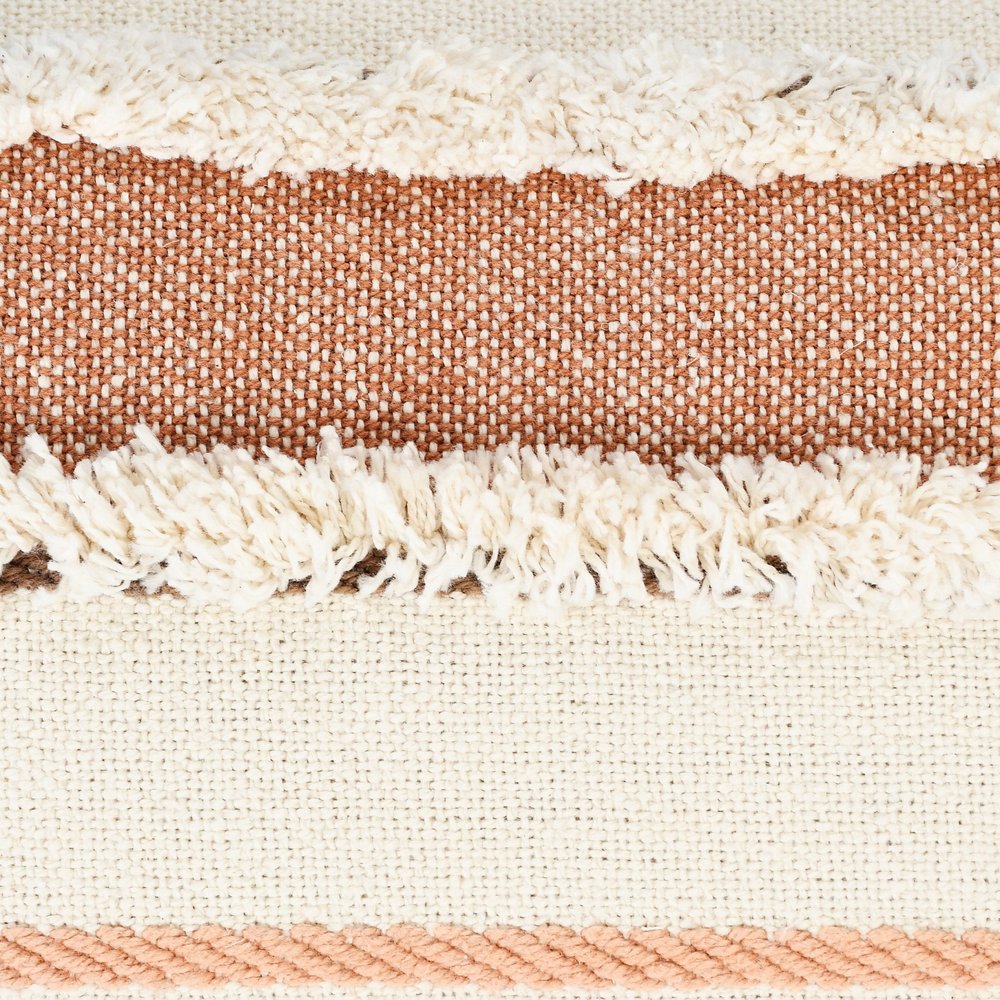 14" X 36" Blue And Off-White 100% Cotton Striped Zippered Pillow