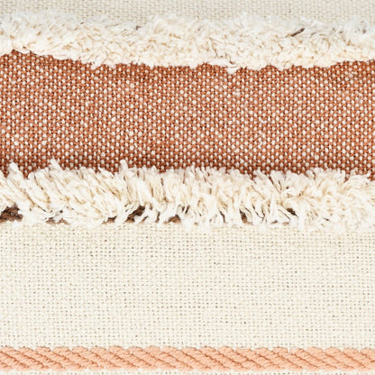 14" X 36" Blue And Off-White 100% Cotton Striped Zippered Pillow