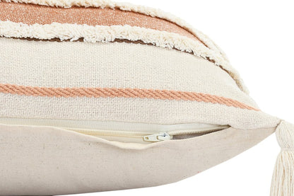 14" X 36" Blue And Off-White 100% Cotton Striped Zippered Pillow