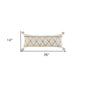 14" X 36" Tan And White Geometric Cotton Throw Pillow
