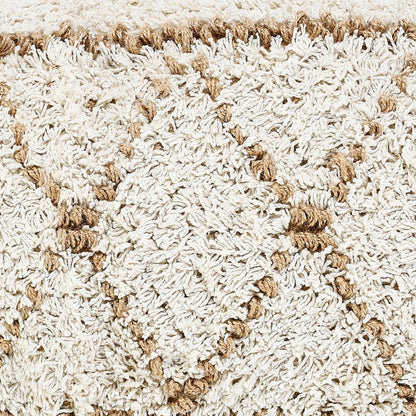 14" X 36" White And Tan 100% Cotton Geometric Zippered Pillow