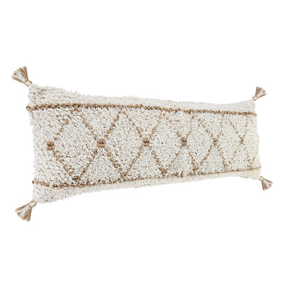 20" Tan And White Geometric Cotton Throw Pillow