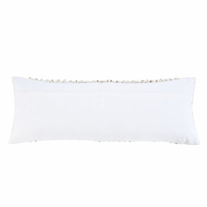 14" X 36" Tan And White Cotton Abstract Throw Pillow