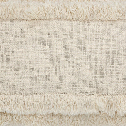 14" X 36" Cream Cotton Throw Pillow with Fringe