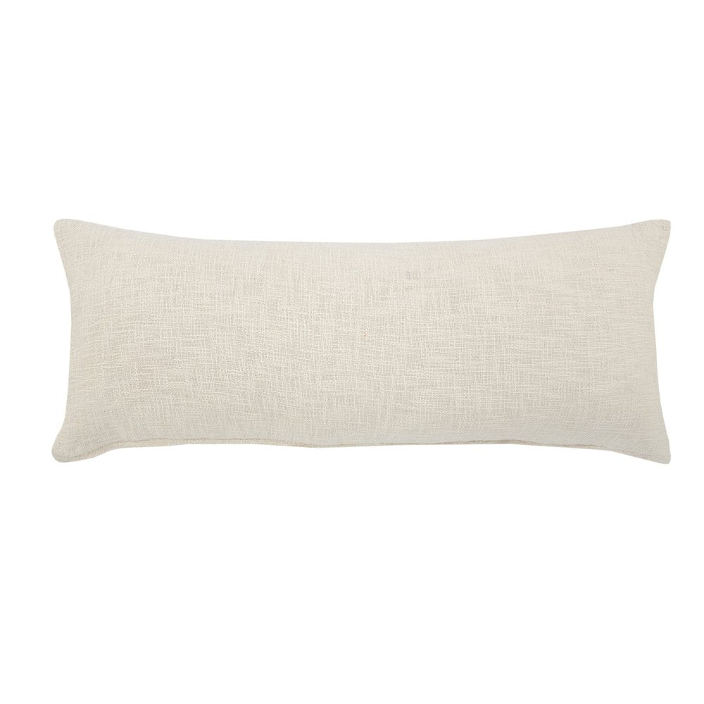 14" X 36" Cream Cotton Throw Pillow with Fringe