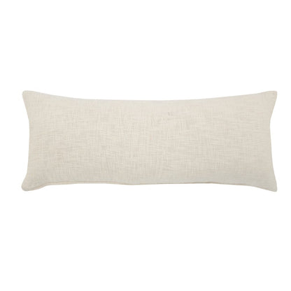 14" X 36" Cream Cotton Throw Pillow with Fringe