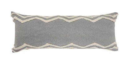 14" X 36" Gray And Tan Cotton Chevron Throw Pillow