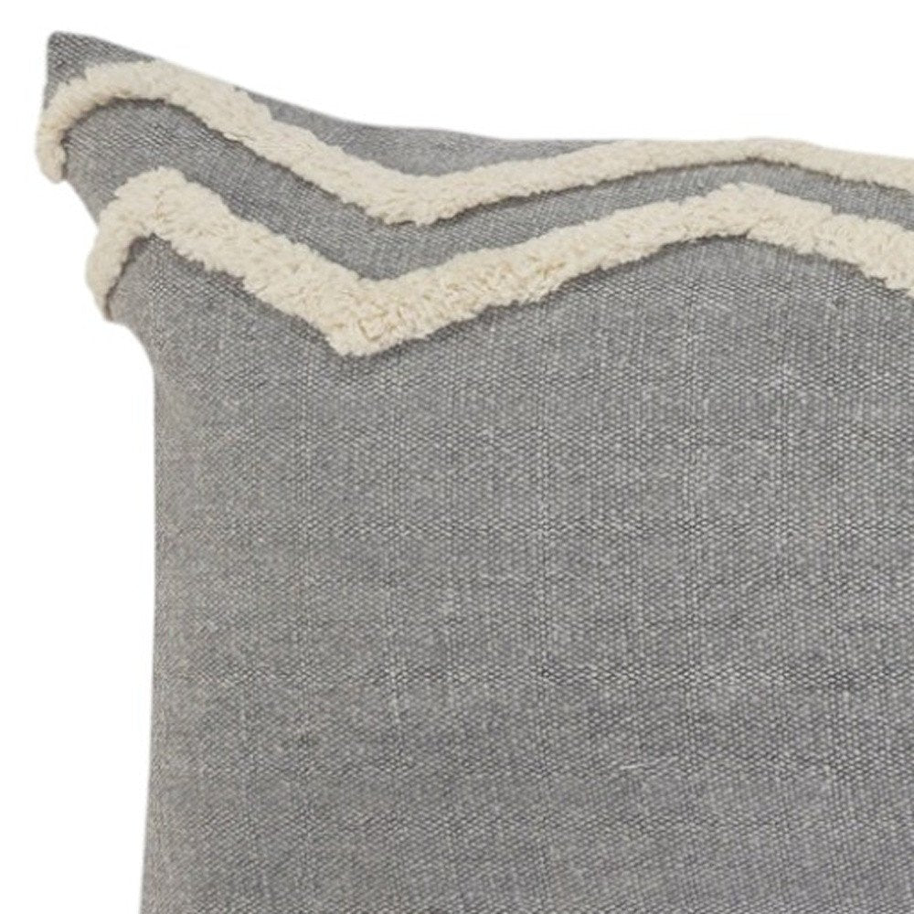 14" X 36" Gray And Tan Cotton Chevron Throw Pillow