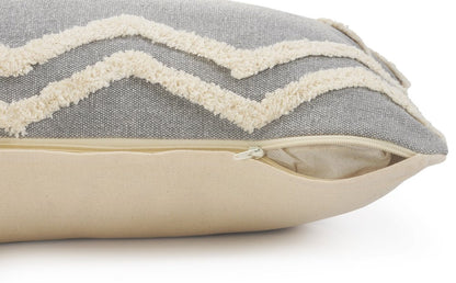 14" X 36" Gray And Tan Cotton Chevron Throw Pillow