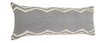 14" X 36" Gray And Tan Cotton Chevron Throw Pillow