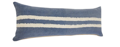 20" X 20" Dusty Blue And White 100% Cotton Striped Zippered Pillow