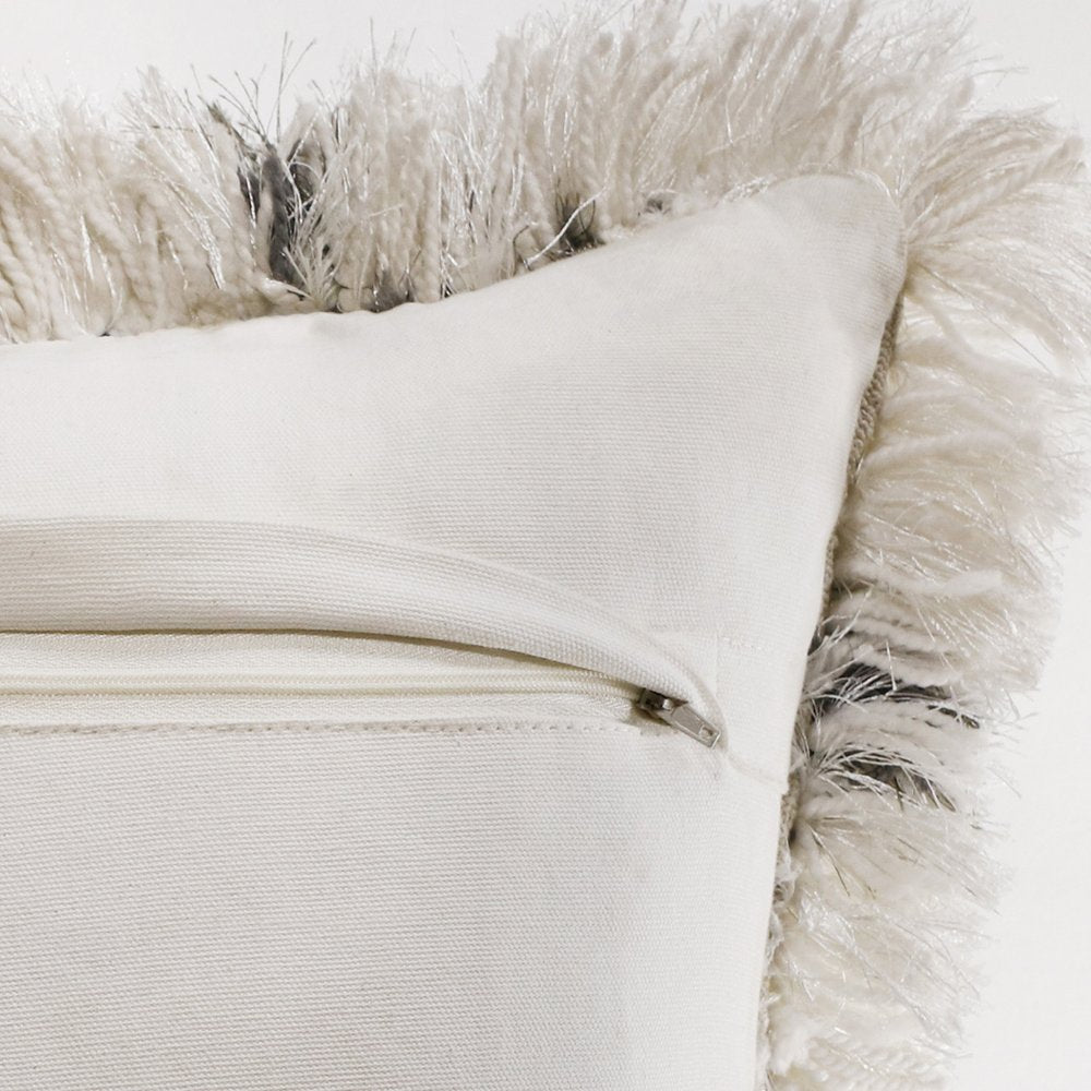 20" Black And White Fabric Geometric Throw Pillow