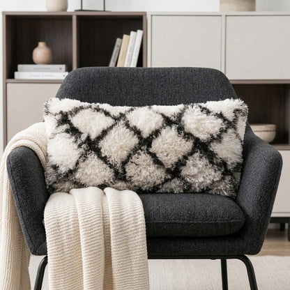 20" Black And White Geometric Throw Pillow