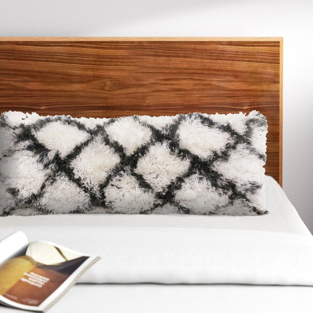 20" Black And White Fabric Geometric Throw Pillow