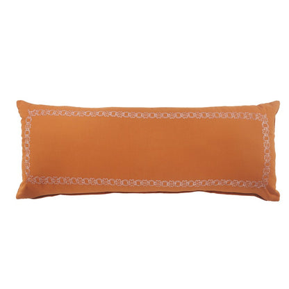 14" X 20" Orange Geometric Cotton Lumbar Throw Pillow