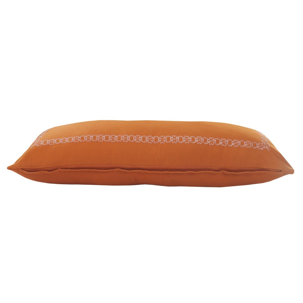 14" X 20" Orange Geometric Cotton Lumbar Throw Pillow