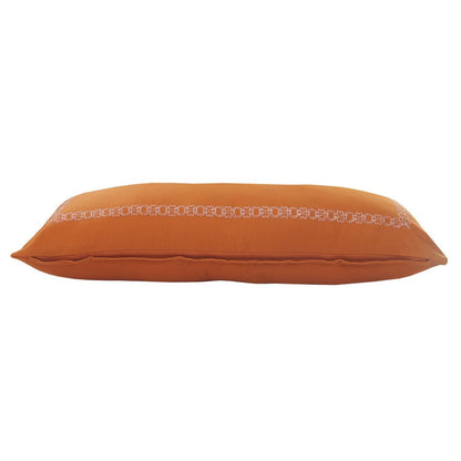 14" X 20" Orange Geometric Cotton Lumbar Throw Pillow