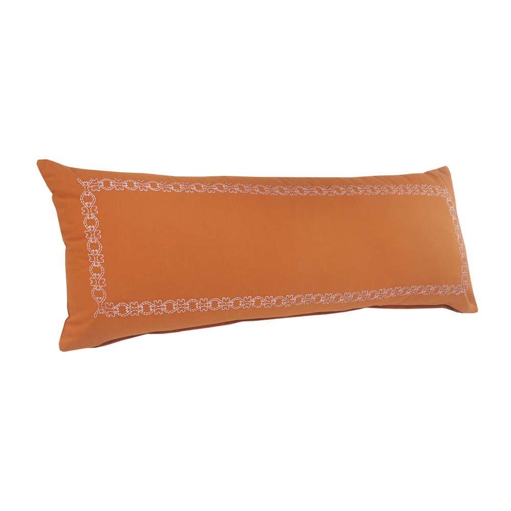 14" X 20" Orange Geometric Cotton Lumbar Throw Pillow