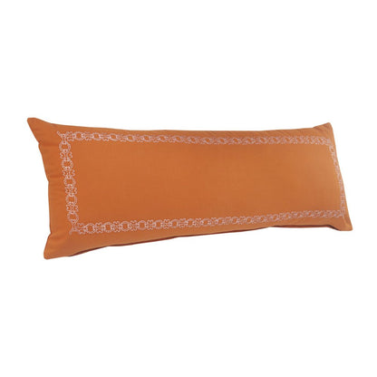 14" X 20" Orange Geometric Cotton Lumbar Throw Pillow