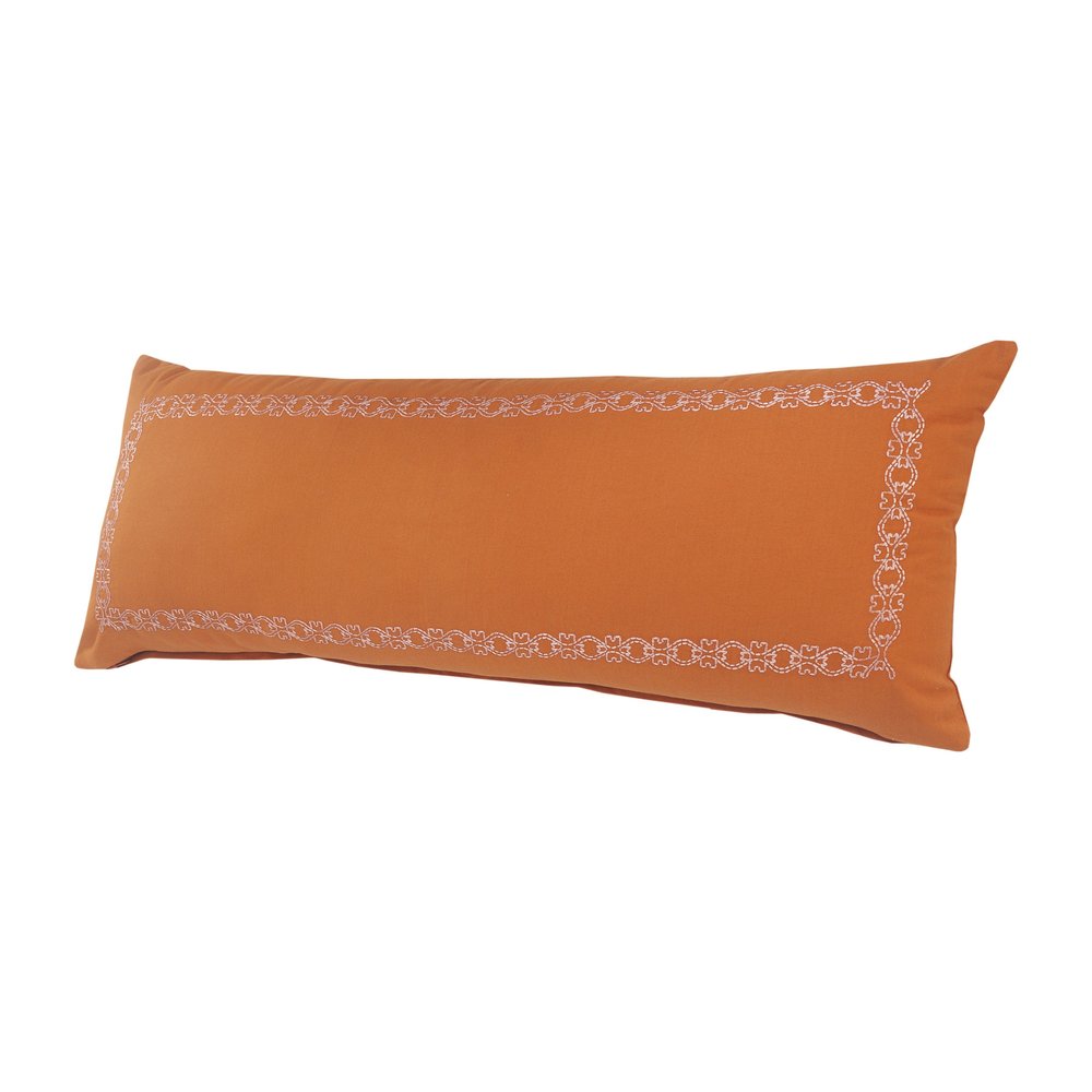 14" X 20" Orange Geometric Cotton Lumbar Throw Pillow